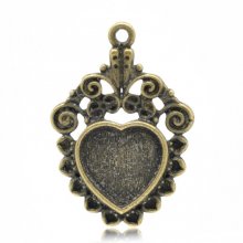 1 cabochonhållare Heart N°04 Brons