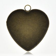 1 cabochonhållare Heart N°05 Brons