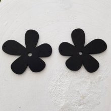 Blomma Trä hänge eller kontakt 57 mm Svart
