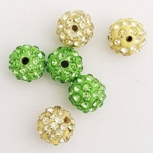 10 mm shamballa stil rhinestone harts pärla N°12 x 7 stycken