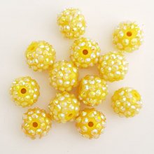 Akryl och strass pärla 14 mm shamballa stil N°01