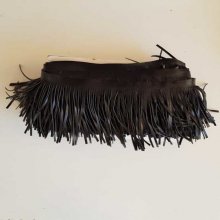 10cm bred svart konstläder fransar
