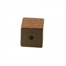 10 träpärlor kub/kvadrat 10 mm mörkbrun