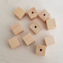 10 träpärlor Cube / Square 10 mm rå