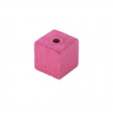 10 träpärlor Cube / Square 10 mm ljusrosa