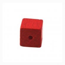 10 träpärlor kub/kvadrat 10 mm röd