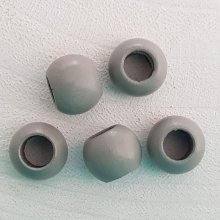 5 träpärlor runda 14/11 mm ljusgrå