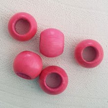 5 träpärlor runda 14/11 mm ljusrosa