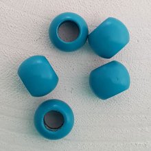 5 träpärlor runda 14/11 mm turkos