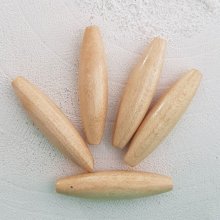 10 träpärlor ovala / oliv 40/10 mm beige