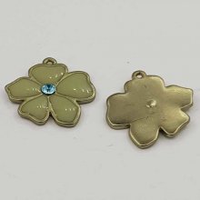 Blomma metall emalj 25 mm ljusgrön