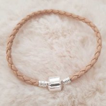 Europeiskt armband med klipp, vanligt 01 från 15 till 23 cm beige