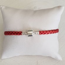 Europeiskt flätad clipsarmband 03 FRÅN 15 TILL 23 CM Röd