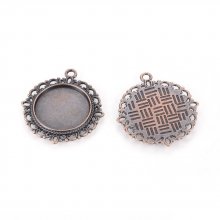 2 x 20mm koppar röd cabochon hållare, cabochon hängen 15290AS