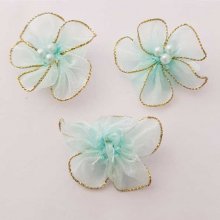 Set med 3 färgglada blommor Organza-tyg Sky