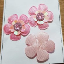 Set med 3 blommor 5 kronblad Tissus Rose