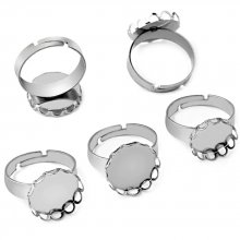 1 ring cabochonhållare 14 mm Silver N°07