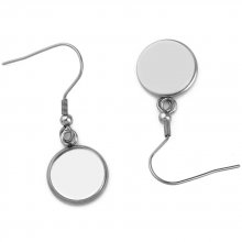 20 runda cabochon örhängen 08 mm N°06 Aged Silver