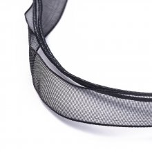 3 halsband av organza och svart vaxad sladd