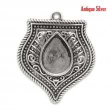 Cabochon dropphållare N°01 åldrat silver