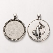 2 x 30mm silver cabochon hållare, cabochon hängare 34AS