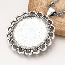 2 x 30mm silver cabochon hållare, cabochon hängare 57AS