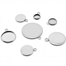 Rund cabochonhållare 08 mm Rostfritt stål N°05 Öppen ring