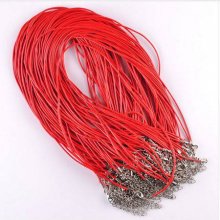 10 Halsband läderimitation diameter 1,5 mm 40 cm Z6-05-3 Röd 