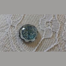 glas cabochon rund 12mm blå blomma 025 