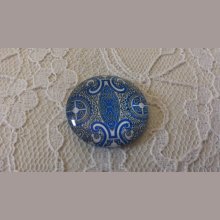 glas cabochon rund 25mm blomma 008 