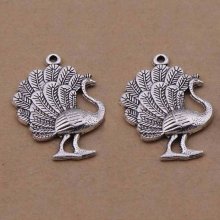 Peacock Charm i silvermetall-01 Peacock Pendant 