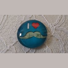glas cabochon rund 25mm mustasch 037 