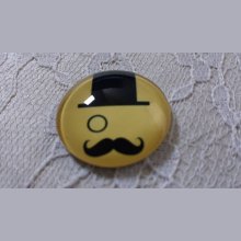glas cabochon rund 25mm mustasch 023 