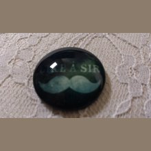 glas cabochon rund 25mm mustasch 021 