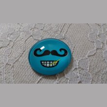 glas cabochon rund 25mm mustasch 019 