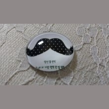 glas cabochon rund 25mm mustasch 018 