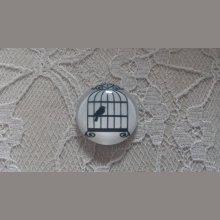 cabochon runt glas 25mm fåglar 015 