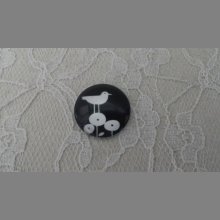 cabochon runt glas 25mm fåglar 012 