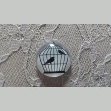 cabochon runt glas 25mm fåglar 009 