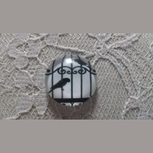 cabochon runt glas 25mm fåglar 008 