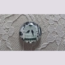 cabochon runt glas 25mm fåglar 006 