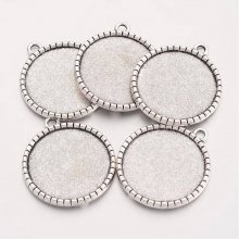 2 x 25mm silver cabochon hållare, cabochon hängare 19AS-RS 