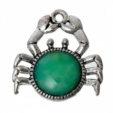 Charm grön krabba stjärntecken cancer silver metall N°02
