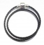 Europeiskt armband med 2 vändningar Clip Uni 01 21cm Svart