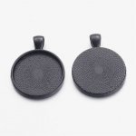 2 x 25mm svart cabochon hållare, cabochon hängare 16NR