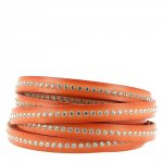 Orangefärgat läder med 10 mm Swarovski strass per 20 cm