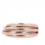06 mm Rose gold mirror ball leather med nickelfri bollkedja per 20 cm
