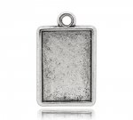 1 rektangulär cabochonhållare N°04 Silver