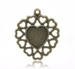 1 cabochonhållare Heart N°01 Brons