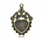 1 cabochonhållare Heart N°04 Brons